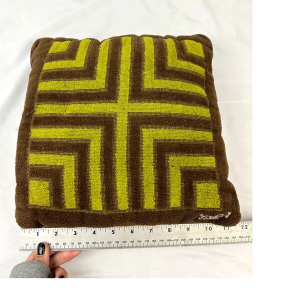 Vintage Yves Saint Laurent Fieldcrest YSL Retro Green Brown Small Pillow - Picture 4 of 10